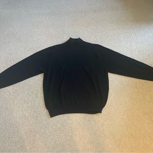 Mens 100% Merino wool mock Turtleneck sweater. Size XL black
